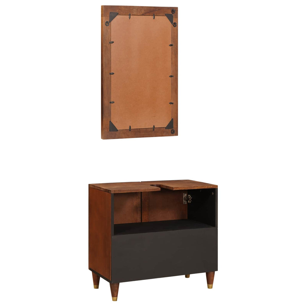 Mueble de Cuarto de Baño con estante 2 pcs Negro y dorado