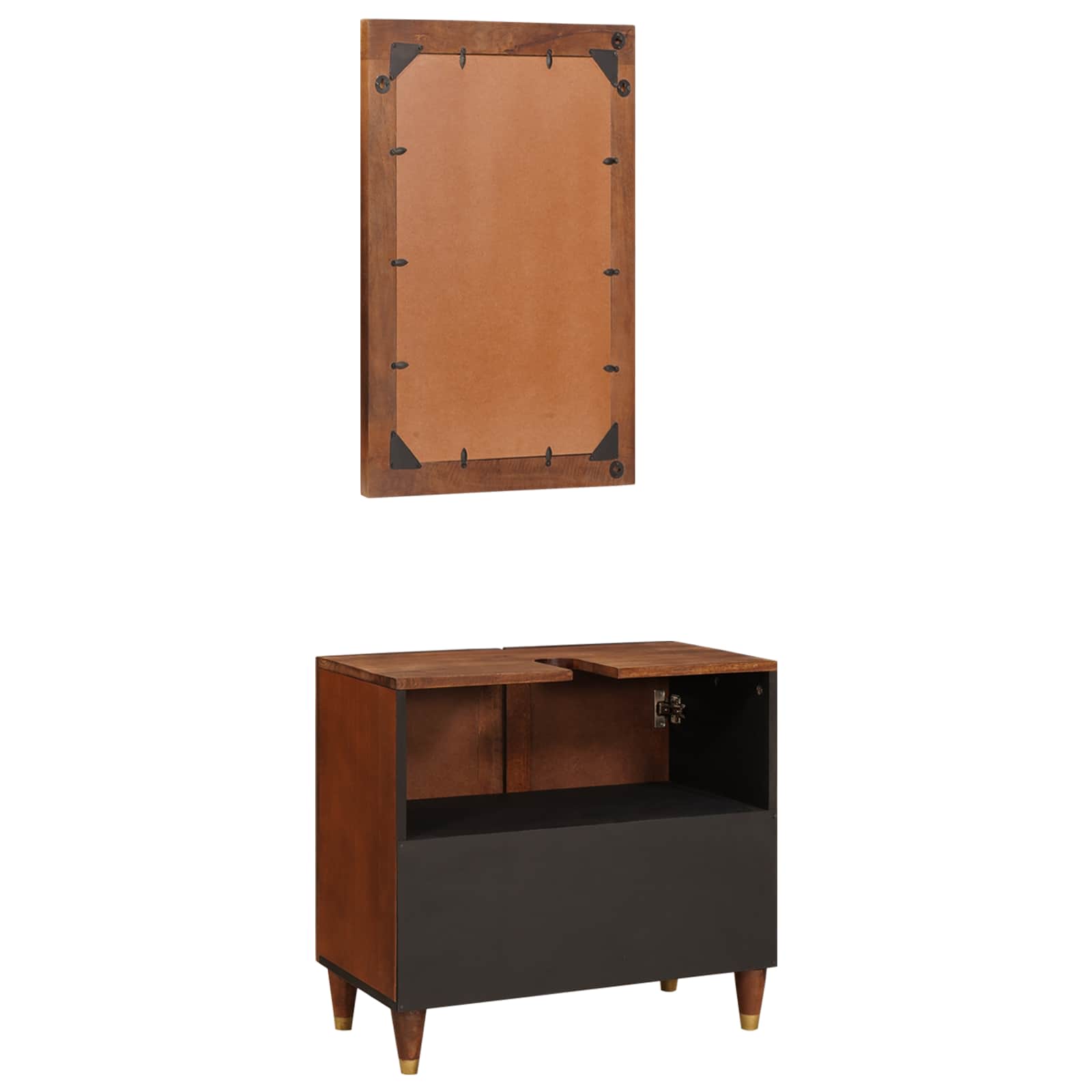 Mueble de Cuarto de Baño con estante 2 pcs Negro y dorado
