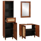 Mueble de Cuarto de Baño con cajón 3 pcs Marrón y Negro