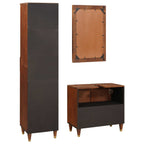 Mueble de Cuarto de Baño con cajón 3 pcs Marrón y Negro