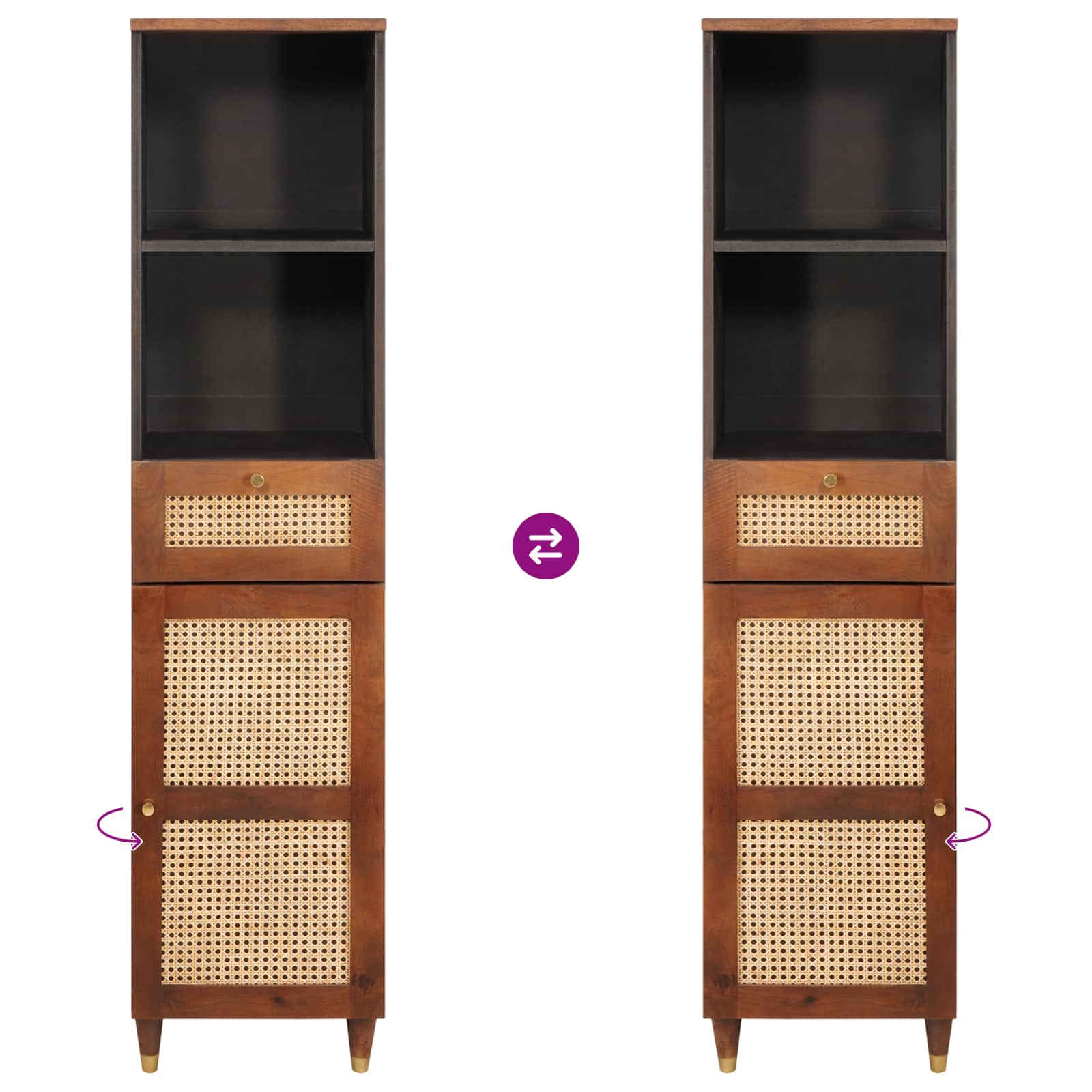 Mueble de Cuarto de Baño con cajón 3 pcs Marrón y Negro