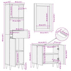 Mueble de Cuarto de Baño con cajón 3 pcs Marrón y Negro