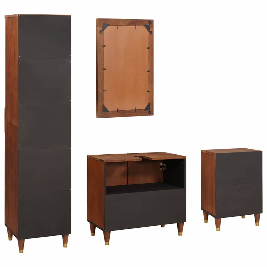Mueble de Cuarto de Baño con cajón 4 pcs Marrón y Negro