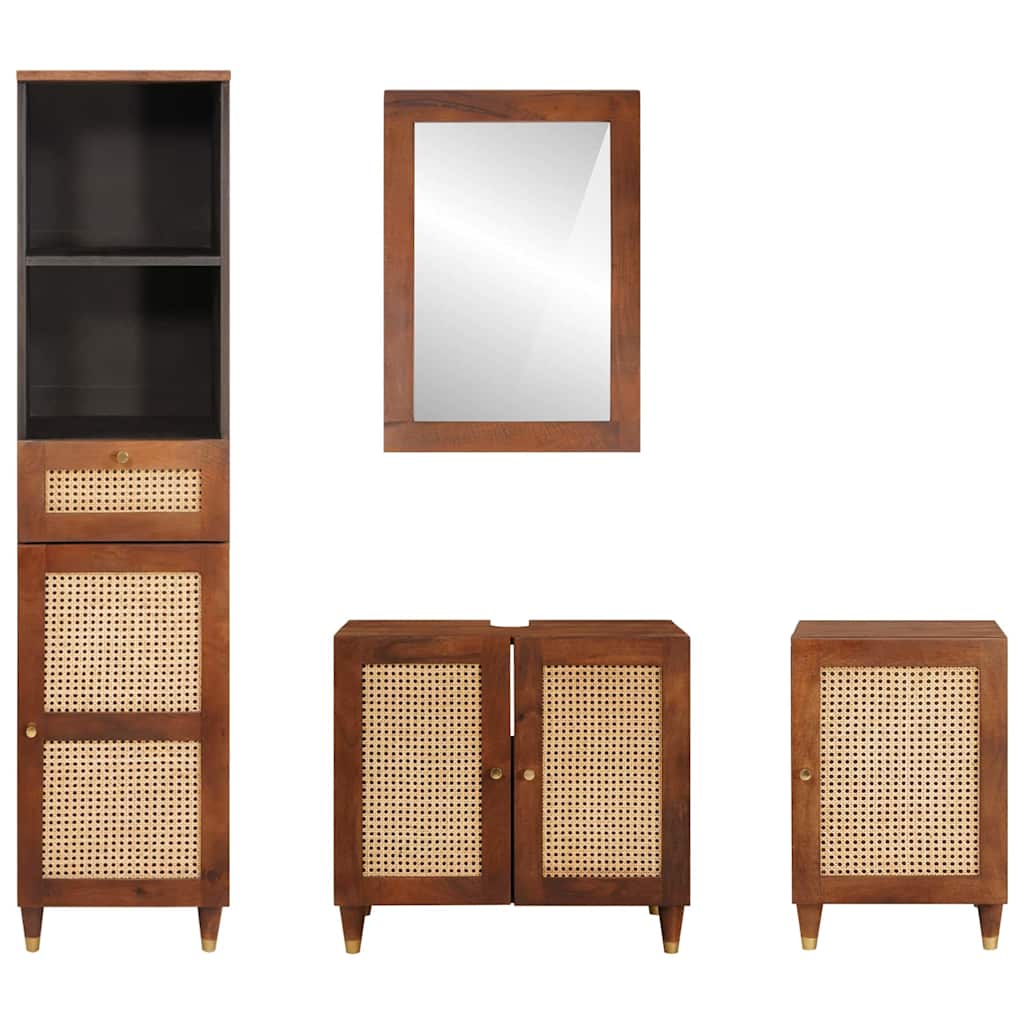 Mueble de Cuarto de Baño con cajón 4 pcs Marrón y Negro