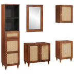 Mueble de Cuarto de Baño con cajón 5 pcs Marrón y Negro