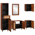 Mueble de Cuarto de Baño con cajón 5 pcs Marrón y Negro