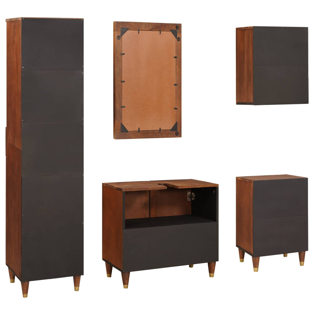 Mueble de Cuarto de Baño con cajón 5 pcs Marrón y Negro