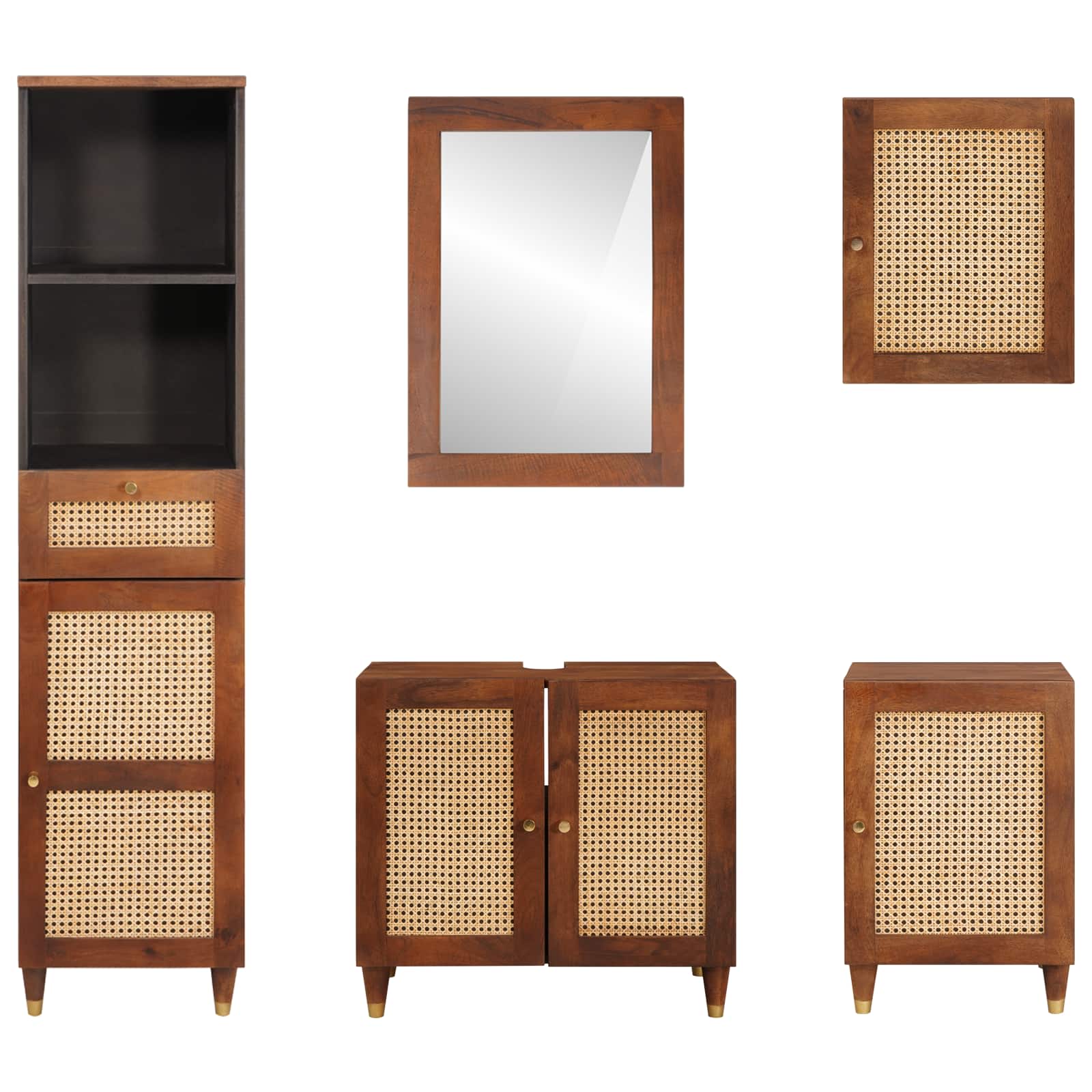 Mueble de Cuarto de Baño con cajón 5 pcs Marrón y Negro