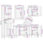 Mueble de Cuarto de Baño con cajón 5 pcs Marrón y Negro