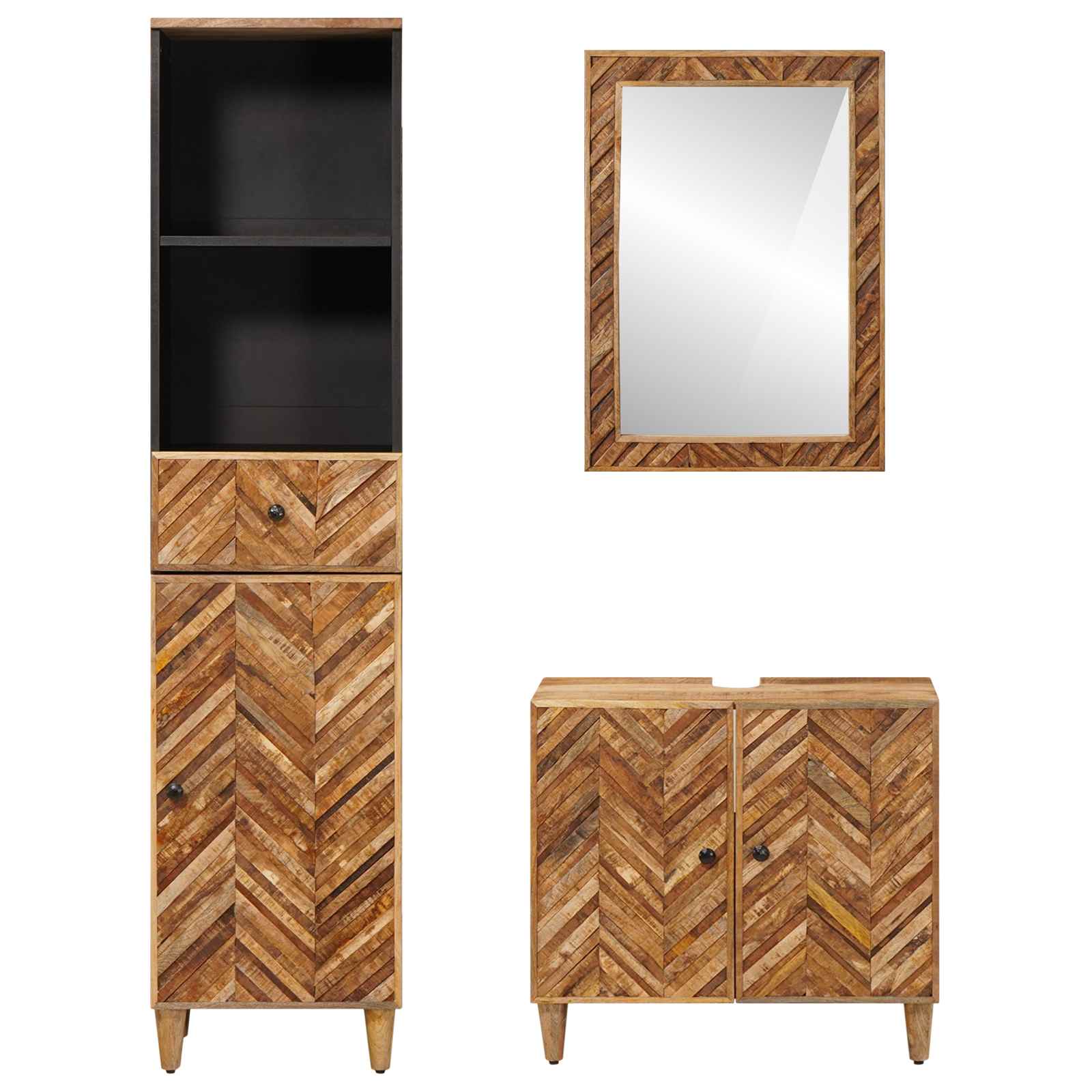 Juego de Muebles de Baño con cajón 3 pcs Madera de mango maciza
