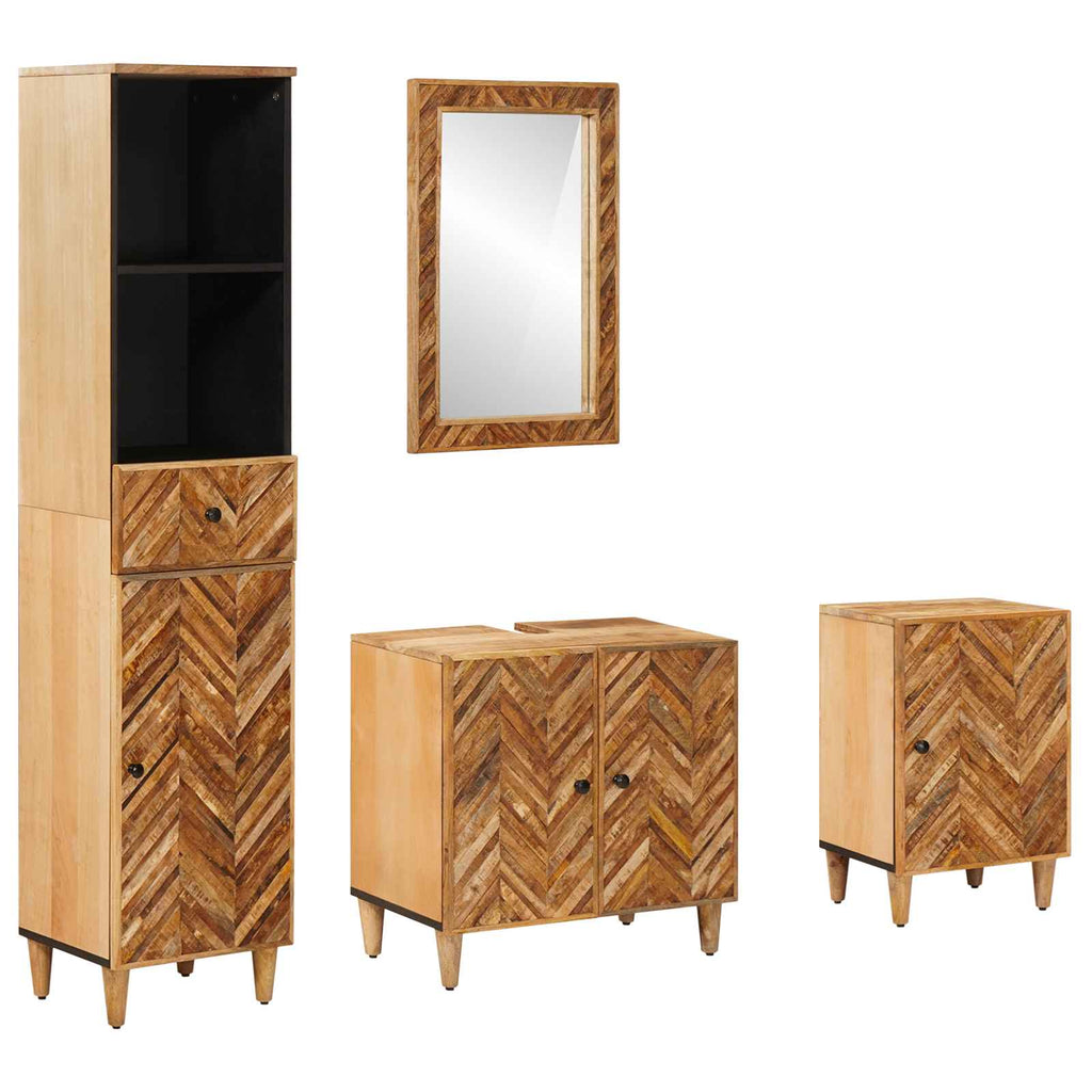 Juego de Muebles de Baño con cajón 4 pcs Madera de mango maciza