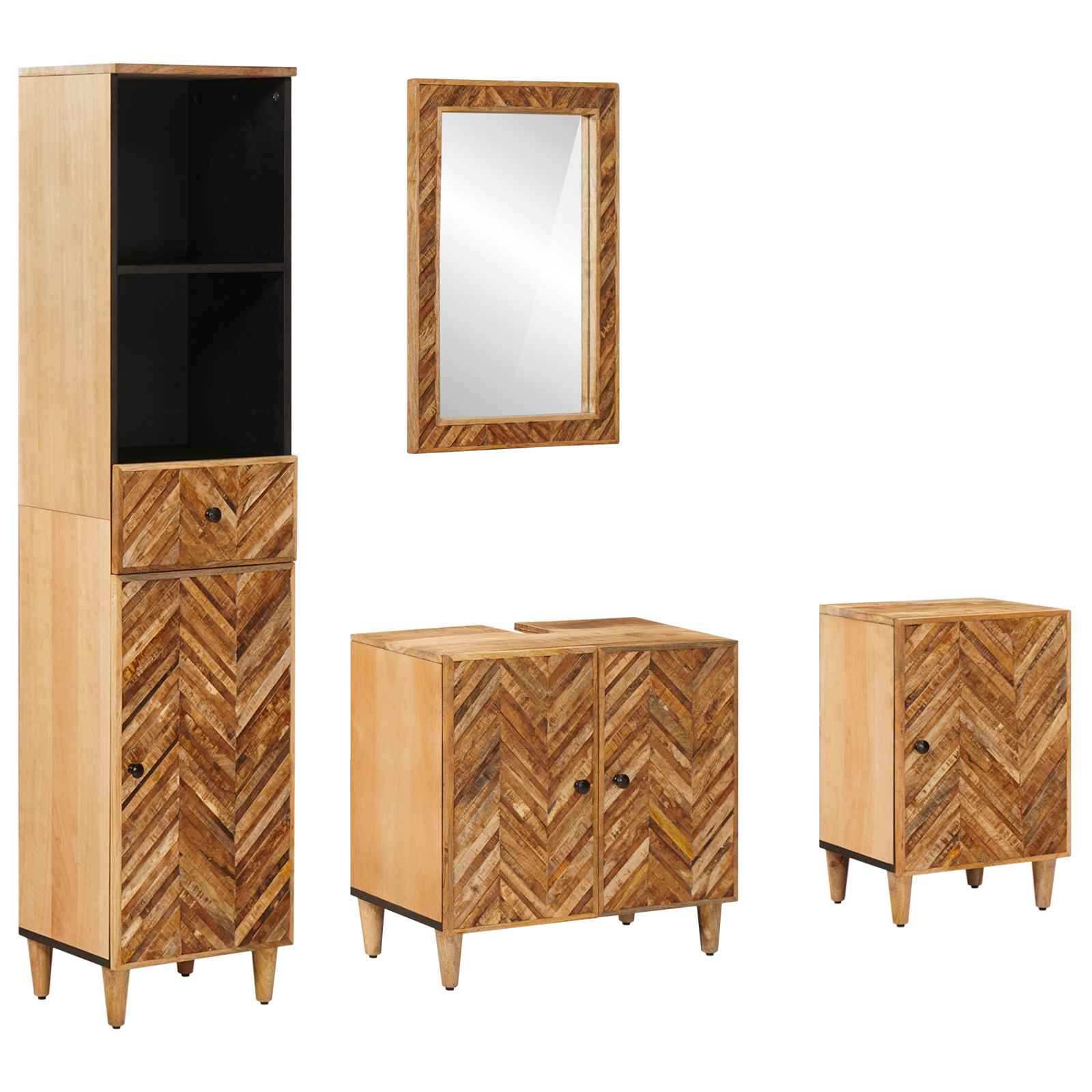Juego de Muebles de Baño con cajón 4 pcs Madera de mango maciza