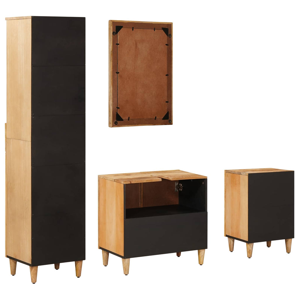 Juego de Muebles de Baño con cajón 4 pcs Madera de mango maciza
