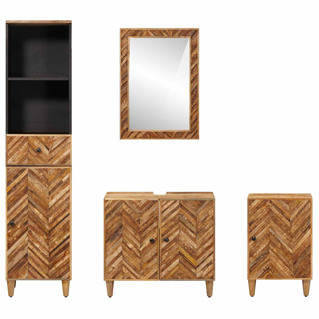 Juego de Muebles de Baño con cajón 4 pcs Madera de mango maciza