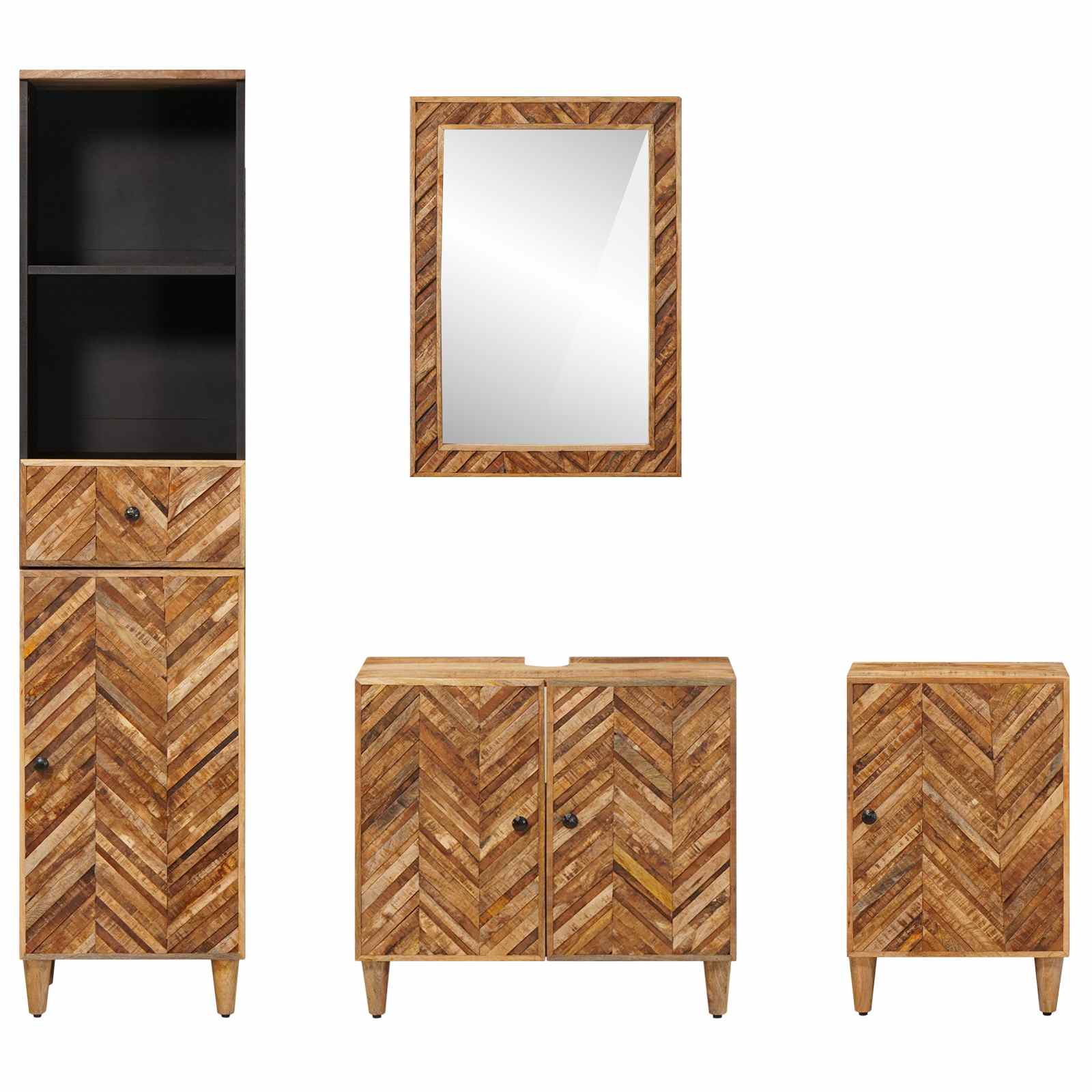 Juego de Muebles de Baño con cajón 4 pcs Madera de mango maciza