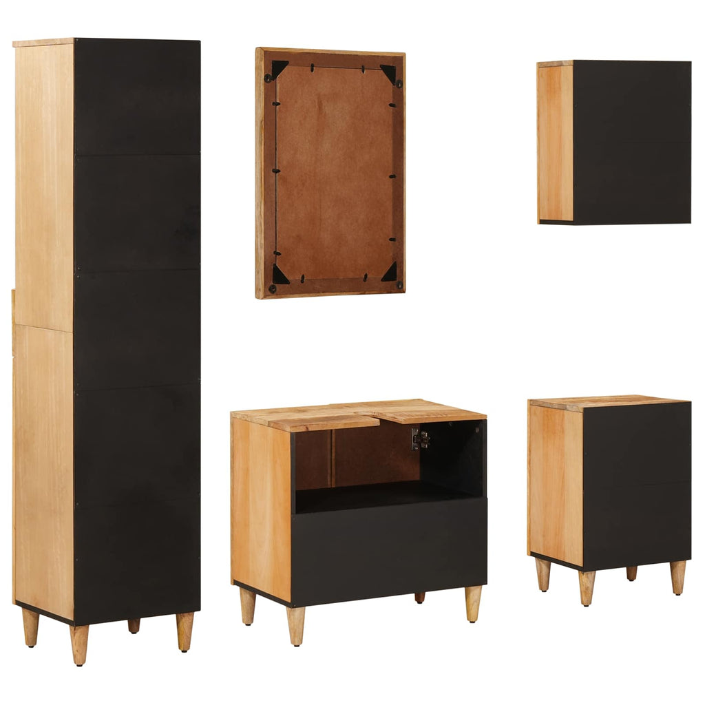 Juego de Muebles de Baño con cajón 5 pcs Madera de mango maciza