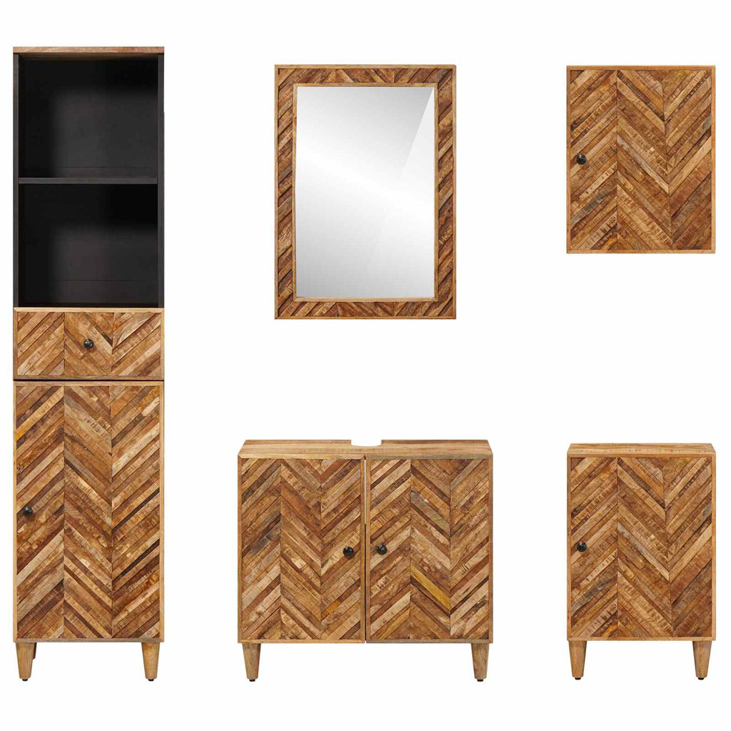 Juego de Muebles de Baño con cajón 5 pcs Madera de mango maciza