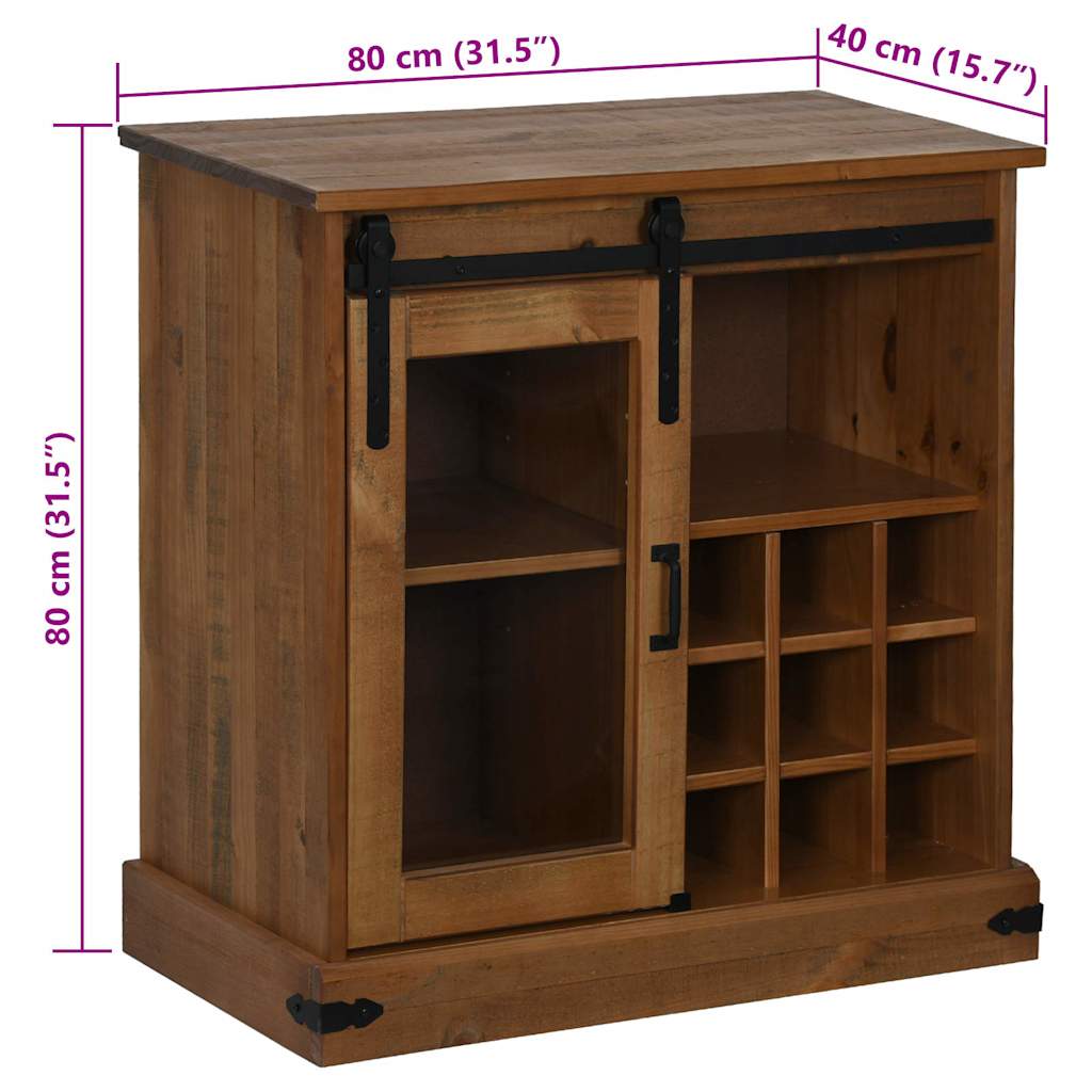 Aparador HALDEN con puerta corredera 80x40x80 cm madera maciza