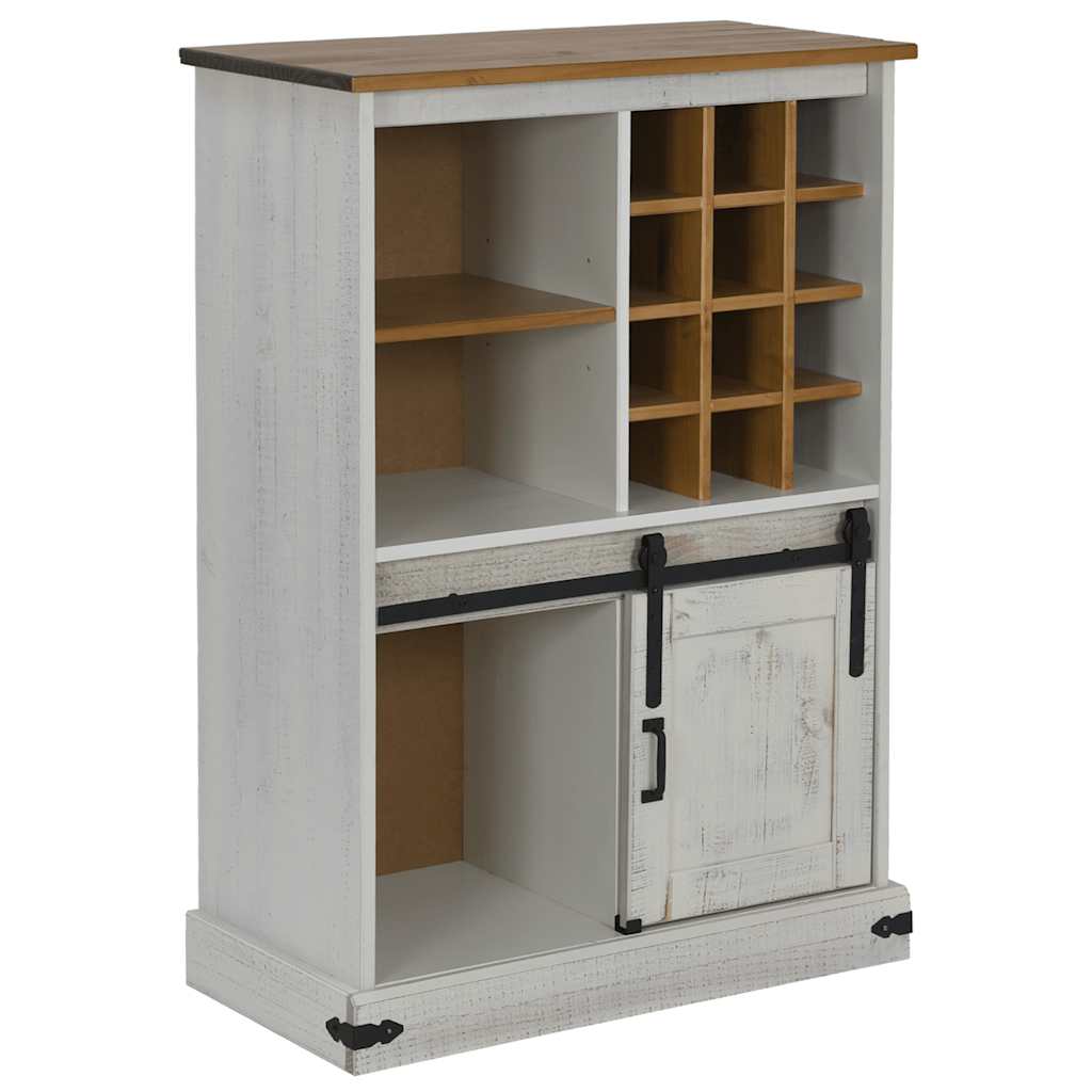 Vinoteca HALDEN con botelleros y puerta corredera blanco pino