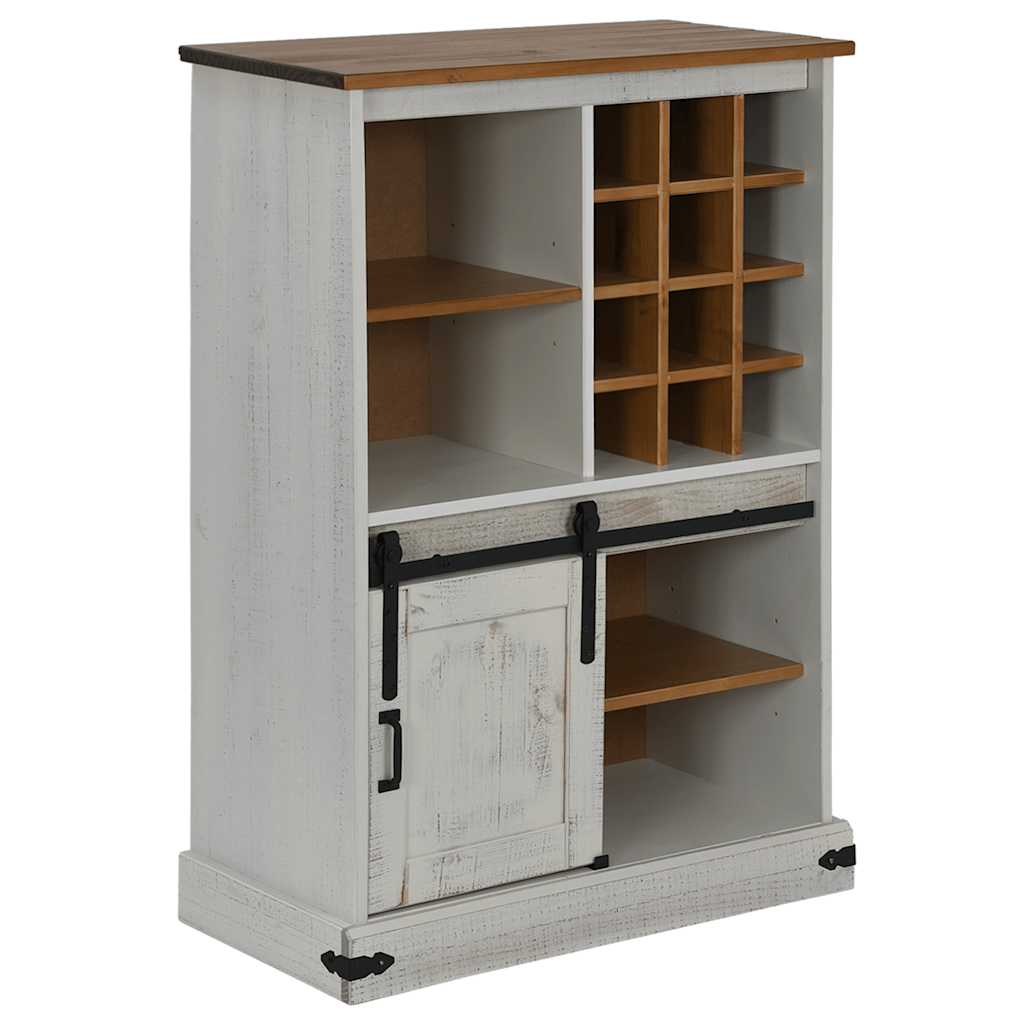 Vinoteca HALDEN con botelleros y puerta corredera blanco pino