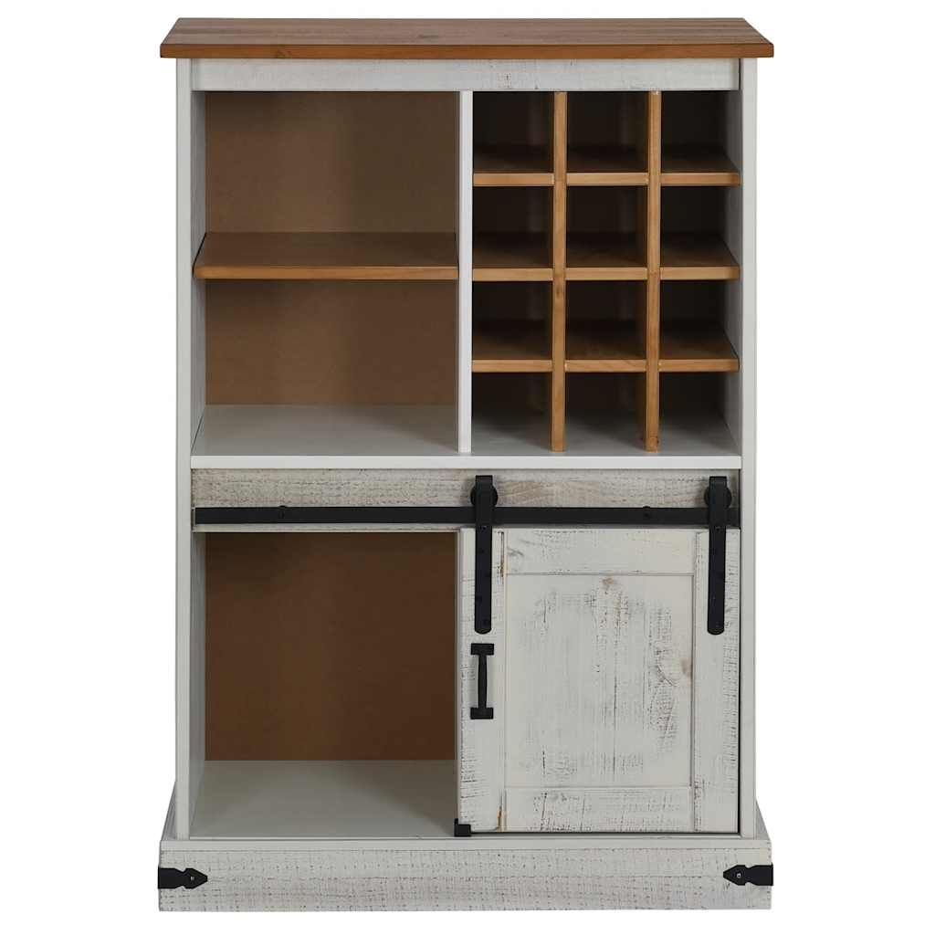 Vinoteca HALDEN con botelleros y puerta corredera blanco pino