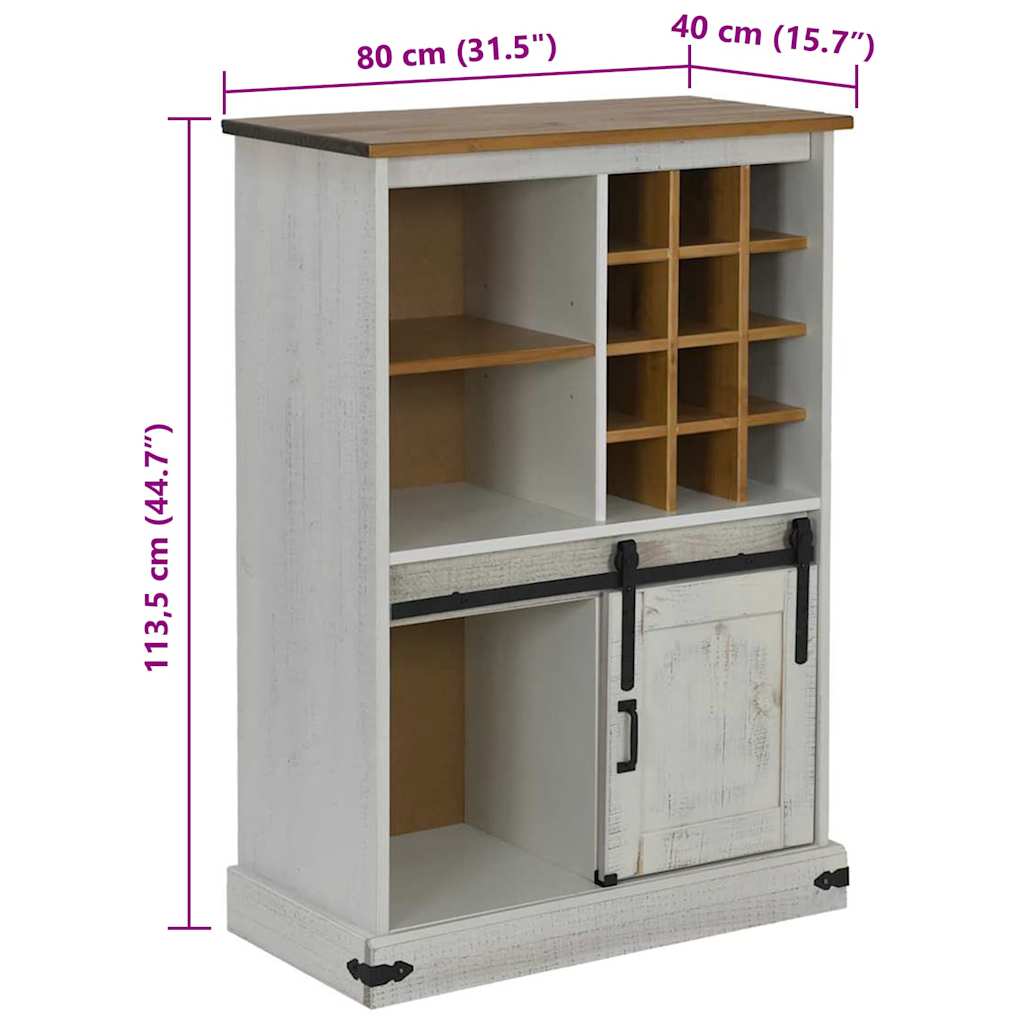 Vinoteca HALDEN con botelleros y puerta corredera blanco pino