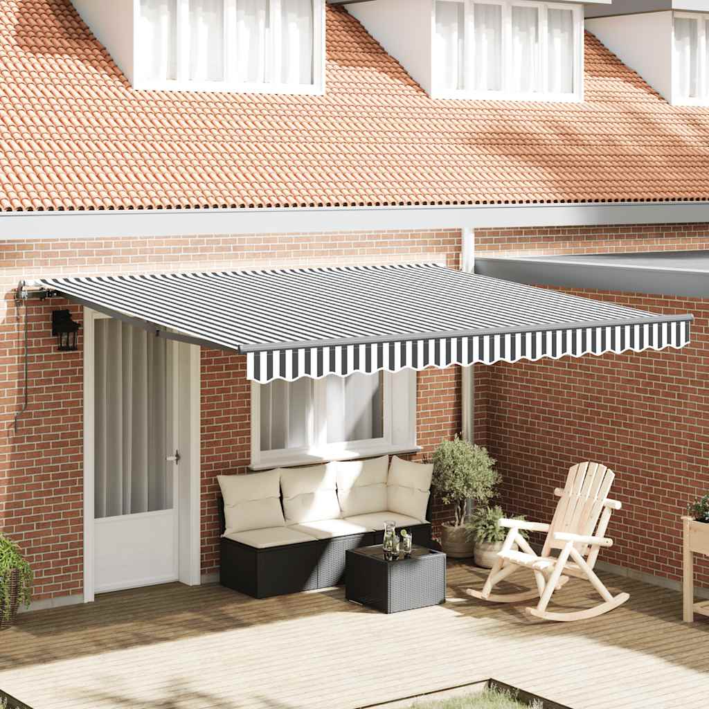 Toldo retráctil automático antracita y blanco 450x300 cm
