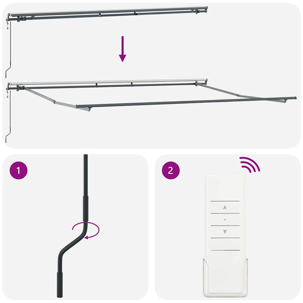 Toldo retráctil automático antracita y blanco 450x300 cm
