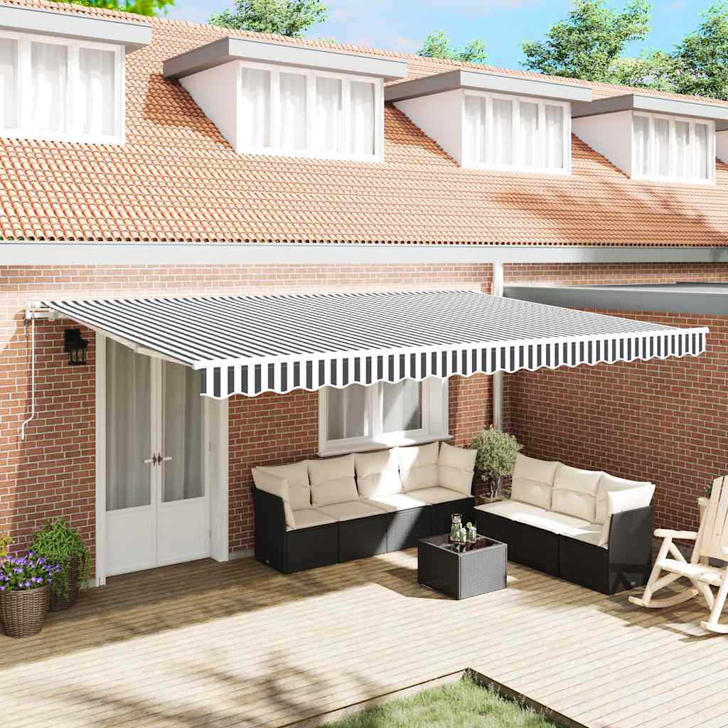 Toldo retráctil automático antracita y blanco 450x300 cm