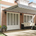 Toldo retráctil manual antracita y blanco 600x300cm