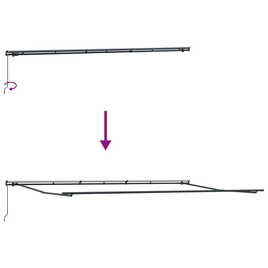 Toldo retráctil manual antracita y blanco 600x300cm
