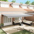 Toldo retráctil manual antracita y blanco 600x300cm