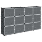 Estantería de cubos con 12 compartimentos y puertas PP negro