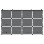 Estantería de cubos con 12 compartimentos y puertas PP negro