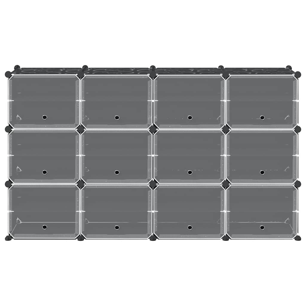 Estantería de cubos con 12 compartimentos y puertas PP negro