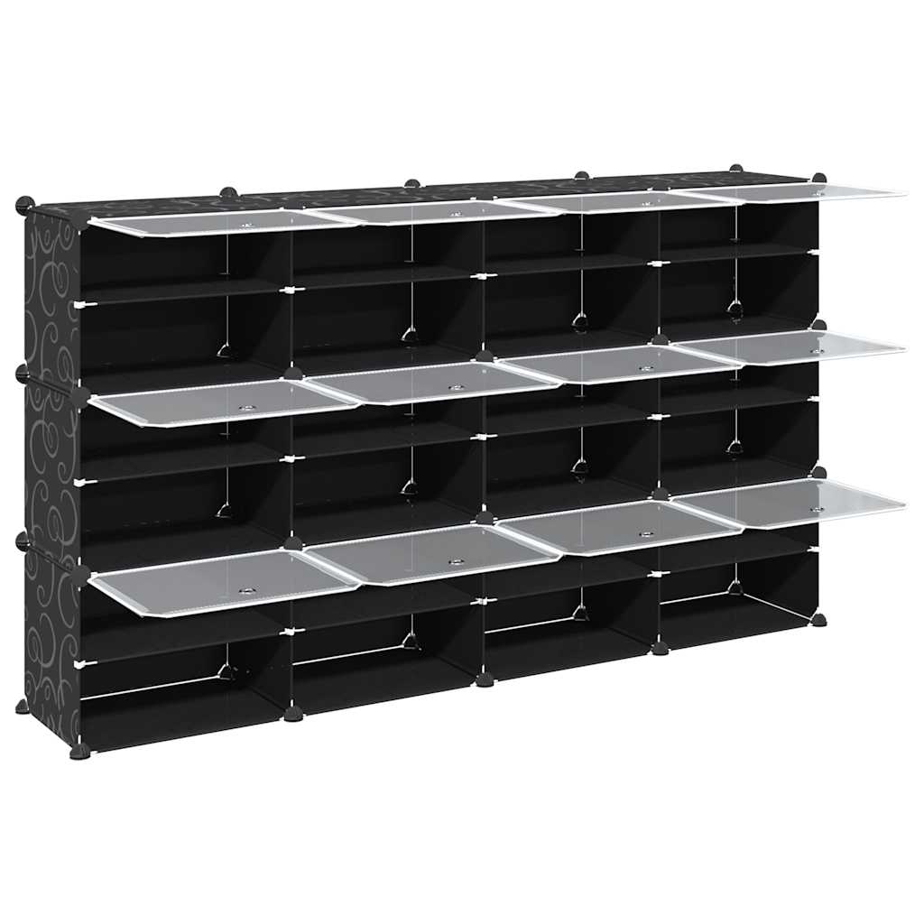Estantería de cubos con 12 compartimentos y puertas PP negro