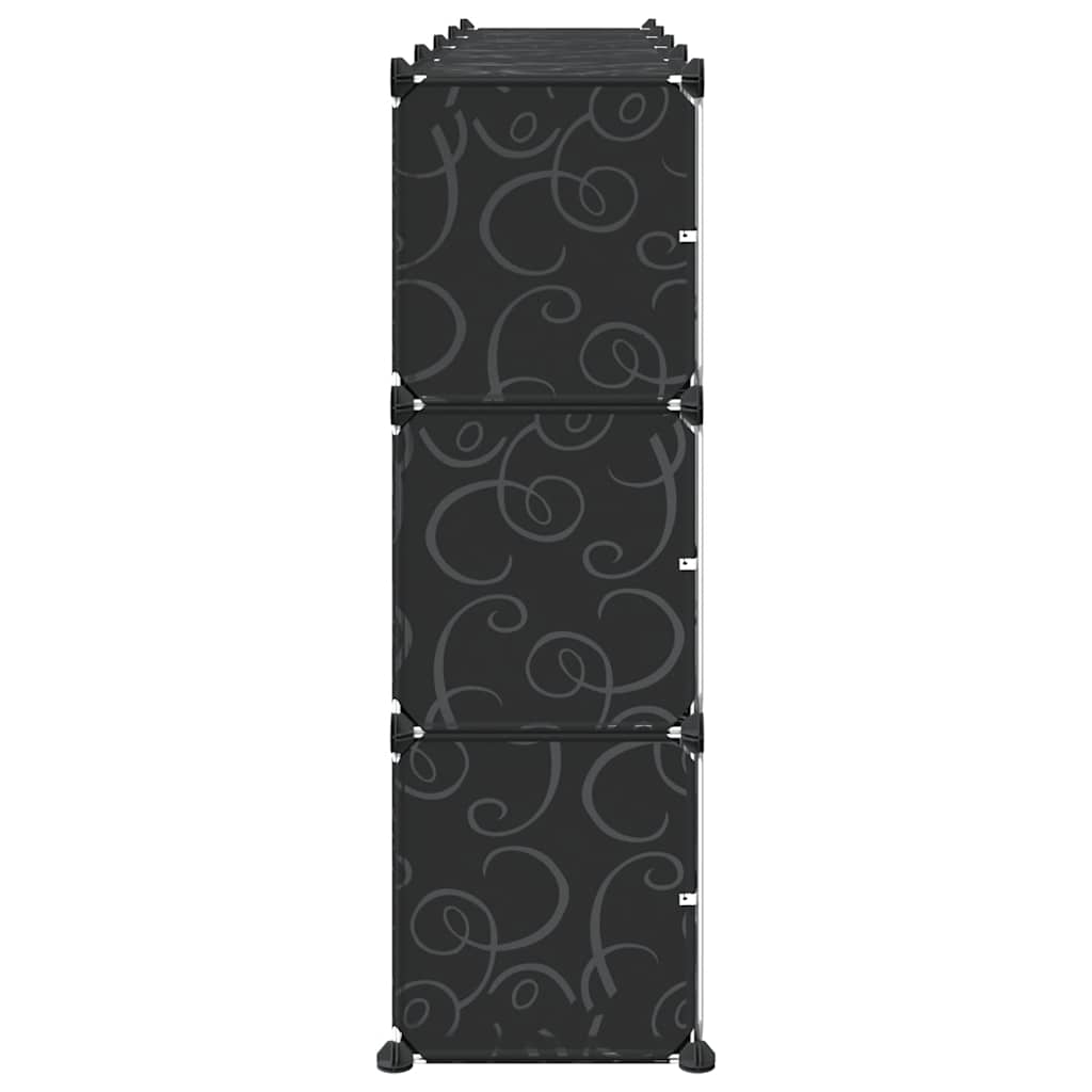 Estantería de cubos con 12 compartimentos y puertas PP negro