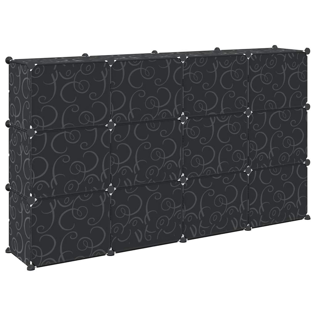 Estantería de cubos con 12 compartimentos y puertas PP negro