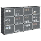Estantería de cubos con 12 compartimentos y puertas PP negro