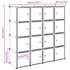 Cubo organizador almacenamiento 16 cubos y varillas colgar PP