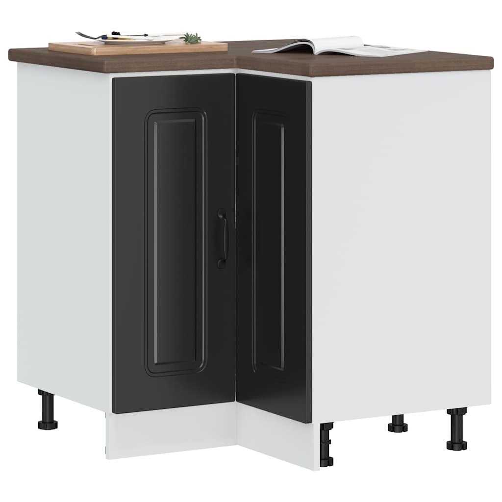 Mueble bajo esquina de cocina Lucca alto brillo blanco