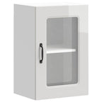 Armario de cocina de pared con puerta de cristal "Kalmar" de, madera de ingeniería blanca brillante