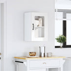 Armario de cocina de pared con puerta de cristal "Kalmar" de, madera de ingeniería blanca brillante