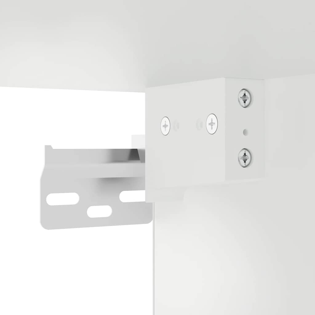 Armario de cocina de pared con puerta de cristal "Kalmar" de, madera de ingeniería blanca brillante