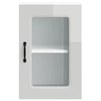Armario de cocina de pared con puerta de cristal "Kalmar" de, madera de ingeniería blanca brillante