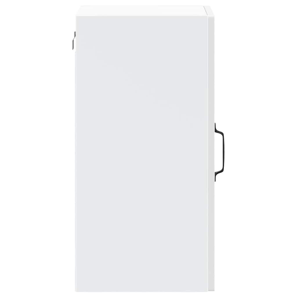 Armario de cocina de pared con puerta de cristal "Kalmar" de, madera de ingeniería blanca brillante