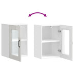 Armario de cocina de pared con puerta de cristal "Kalmar" de, madera de ingeniería blanca brillante