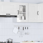 Armario de cocina de pared con puerta de cristal "Kalmar" de, madera de ingeniería blanca brillante