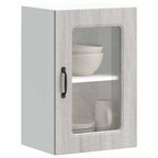 Armario de cocina de pared con puerta de cristal "Kalmar" de, madera de ingeniería blanca brillante