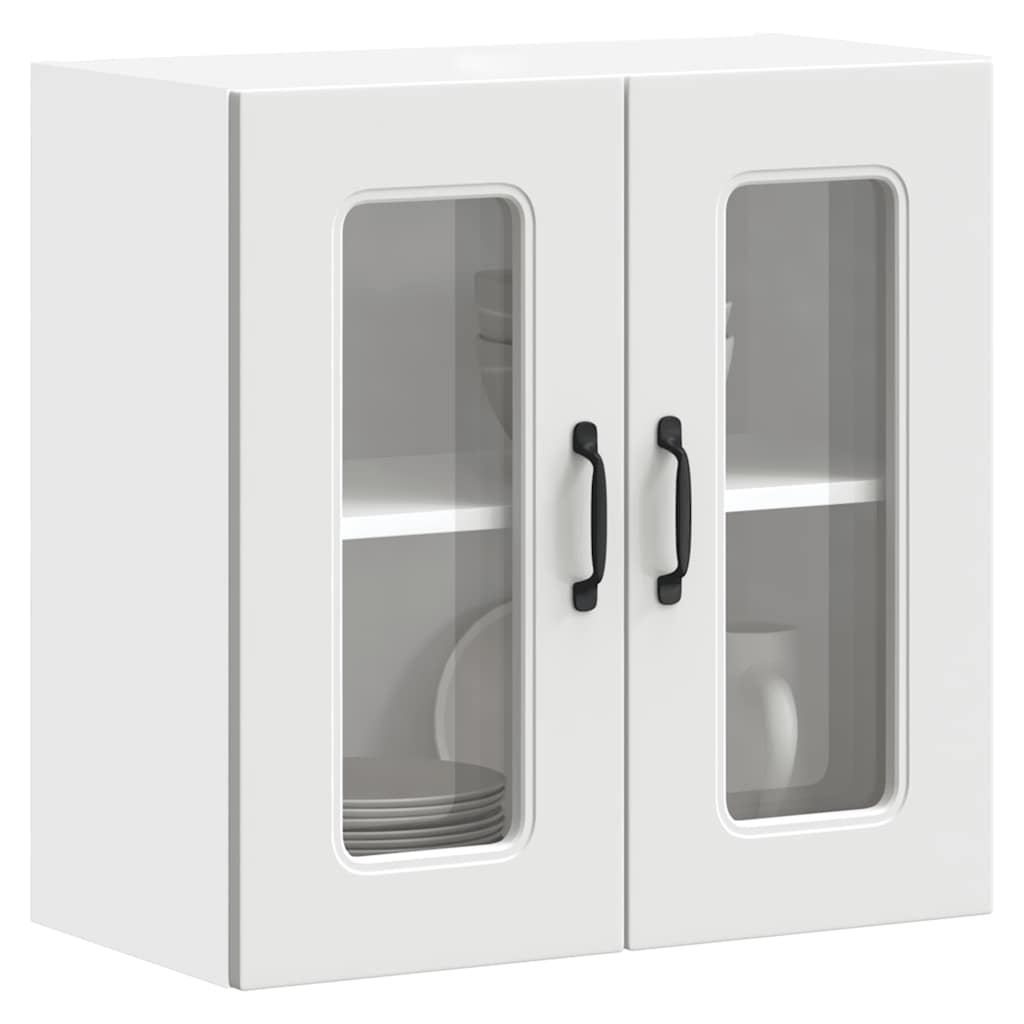 Armario de cocina de pared "Lyon" con puerta de cristal, madera vieja,, 60x31x60 cm
